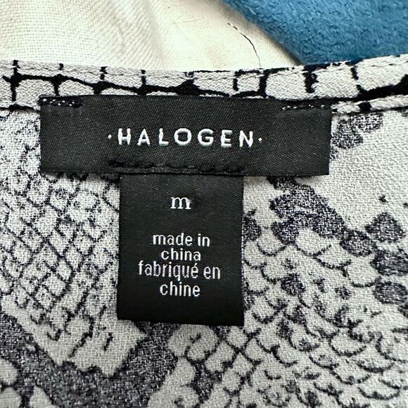 Halogen Nordstrom Snake Print Hi Low Hem Sleeveless Woven Shell Tank Top Gray Bl - Picture 3 of 4